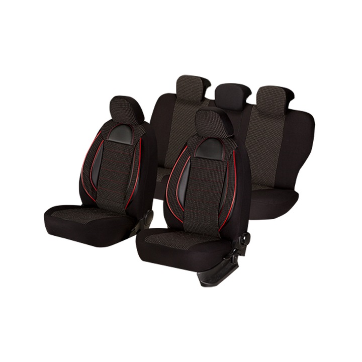 Set huse scaun Racing, Negru, 11 bucati