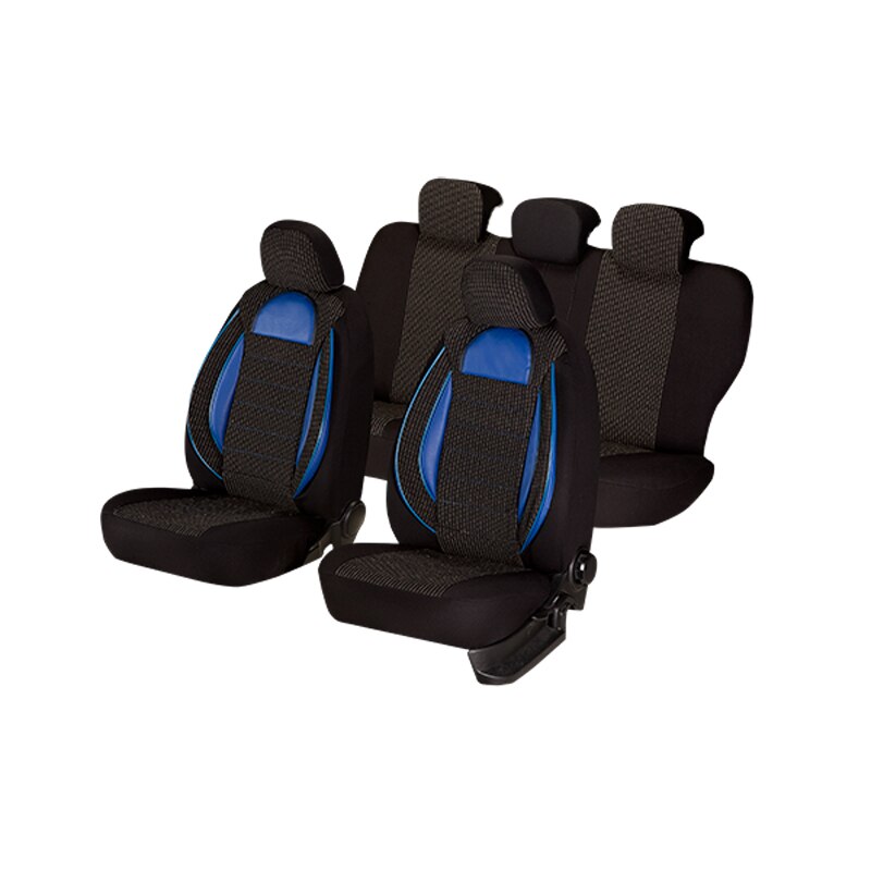 Set huse scaun Racing, Negru/Albastru, 11 bucati