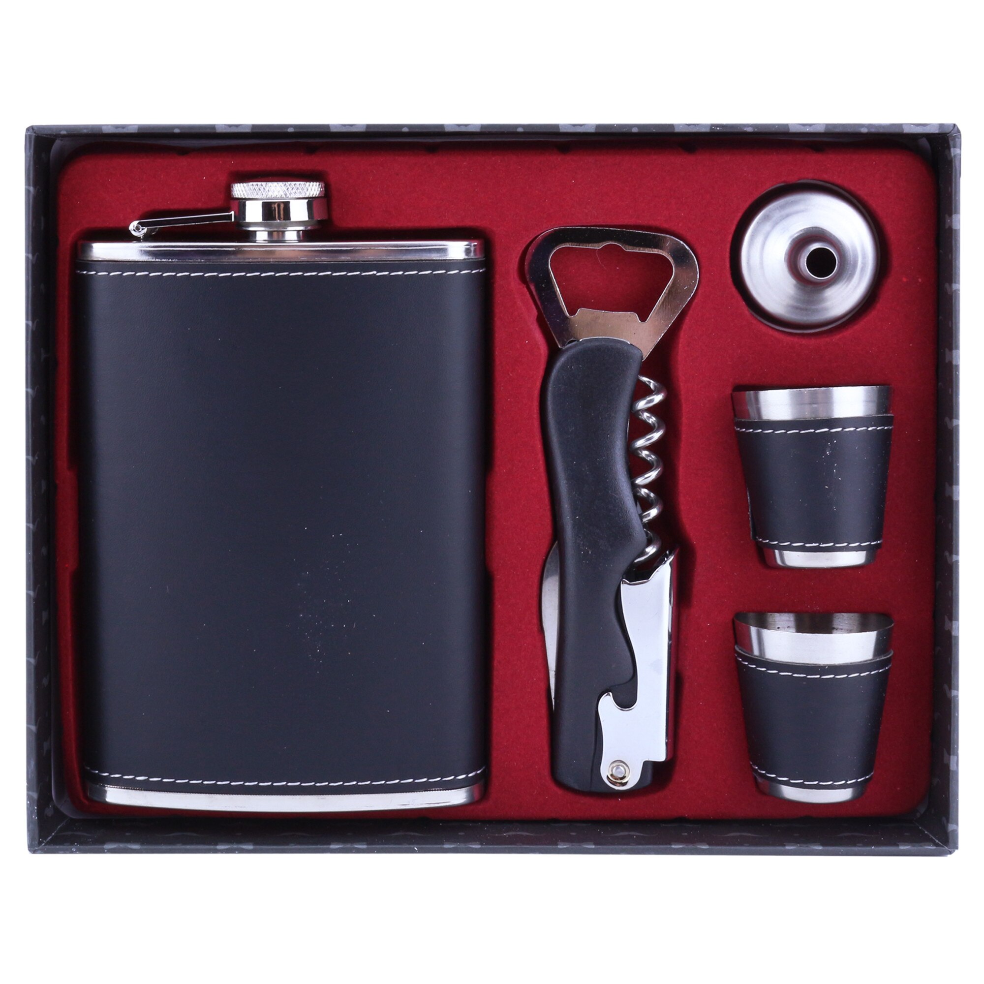 Set Plosca, tirbuson, 2 pahare, palnie, Metalice, 22 cm