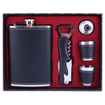 Set Plosca, tirbuson, 2 pahare, palnie, Metalice, 22 cm Set Plosca, tirbuson, 2 pahare, palnie, Metalice, 22 cm