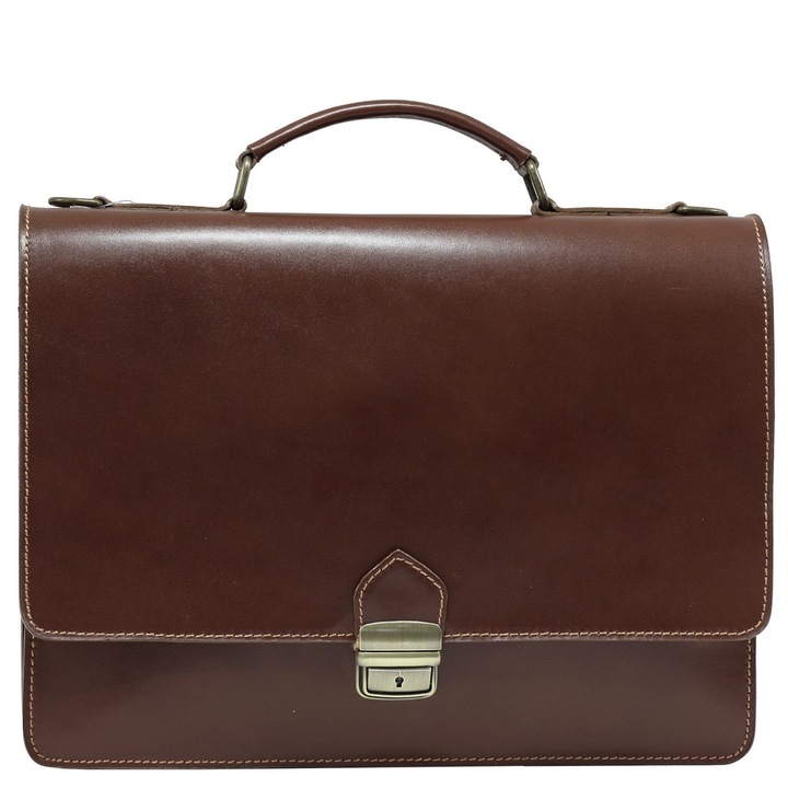 Servieta dama din piele naturala , coniac, UTIL LAND, DS109A