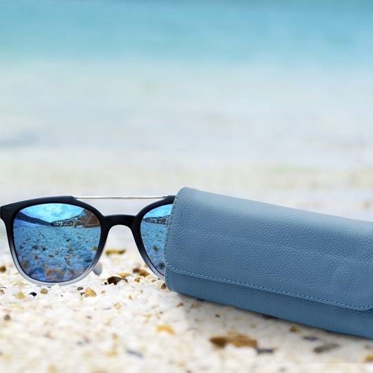 Brighten sandwich son Toc / Etui ochelari soare sau vedere, cu magnet, piele naturala albastru,  potrivit pentru doua perechi de ochelari - eMAG.ro
