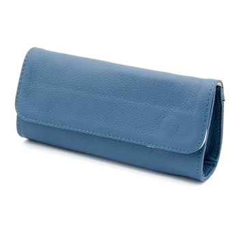 Etui ochelari soare sau vedere, cu magnet, piele naturala albastru, potrivit pentru doua perechi de ochelari Etui ochelari soare sau vedere, cu magnet, piele naturala albastru, potrivit pentru doua perechi de ochelari