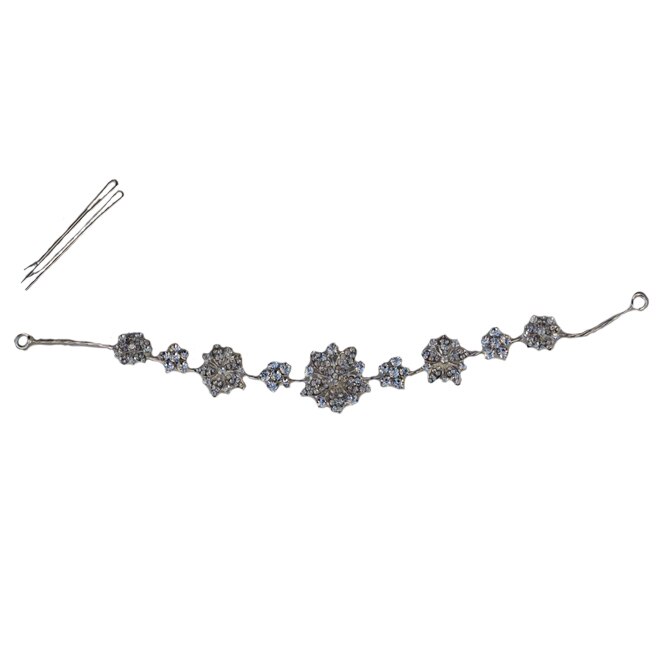 Agrafa tinereasca, cu strasuri aplicate in forma florala,D&J Exclussive,argintiu