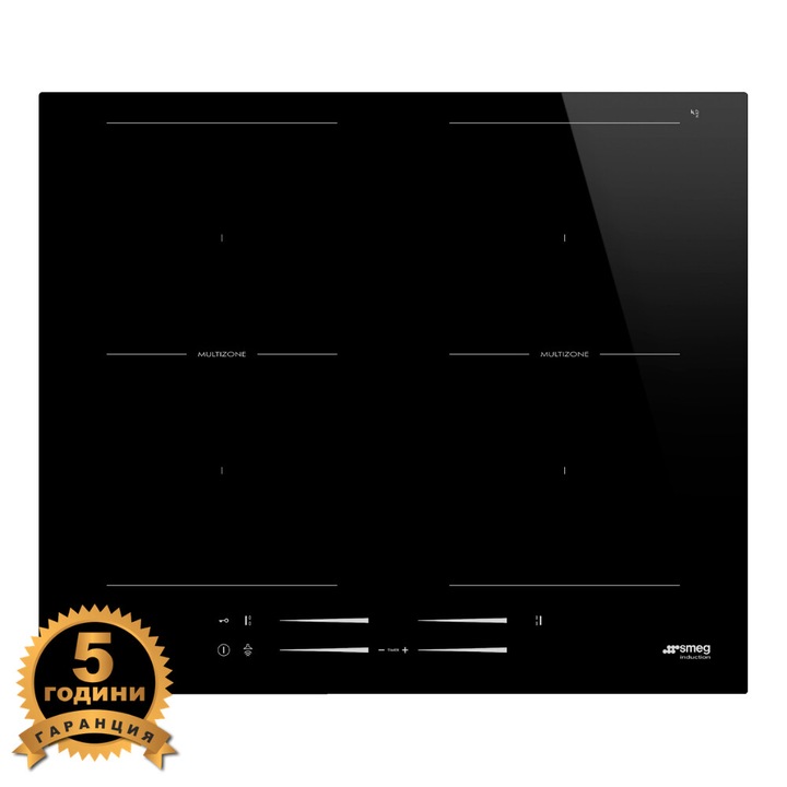 Индукционен плот за вграждане SMEG SI2M7643D, 4 зони, 15 степени, 60 см, Черен