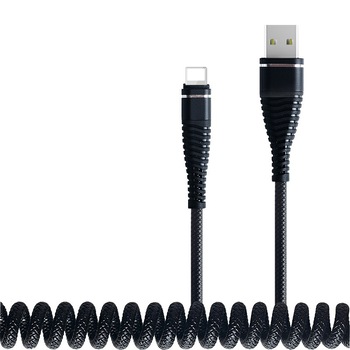 Cablu de incarcare/transfer date spiralat Lightning high quality Bibilel pentru iPhone, iPod, iPad, lungime 1.2 metri, Negru, BBL918 Cablu de incarcare/transfer date spiralat Lightning high quality Bibilel pentru iPhone, iPod, iPad, lungime 1.2 metri, Negru, BBL918