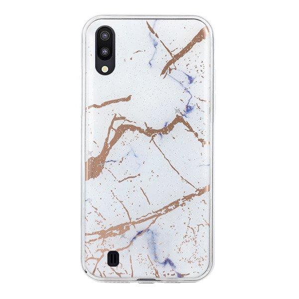 SET 1x Husa silicon Samsung Galaxy M10 model Marble White+ 1x Folie sticla securizata Samsung Galaxy M10 , Antisoc, TPU, Viceversa