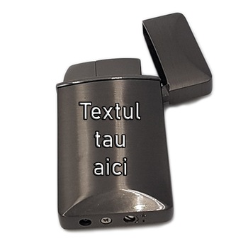 Bricheta metalica neagra antivant gravata personalizata cu textul tau n1 Bricheta metalica neagra antivant gravata personalizata cu textul tau n1