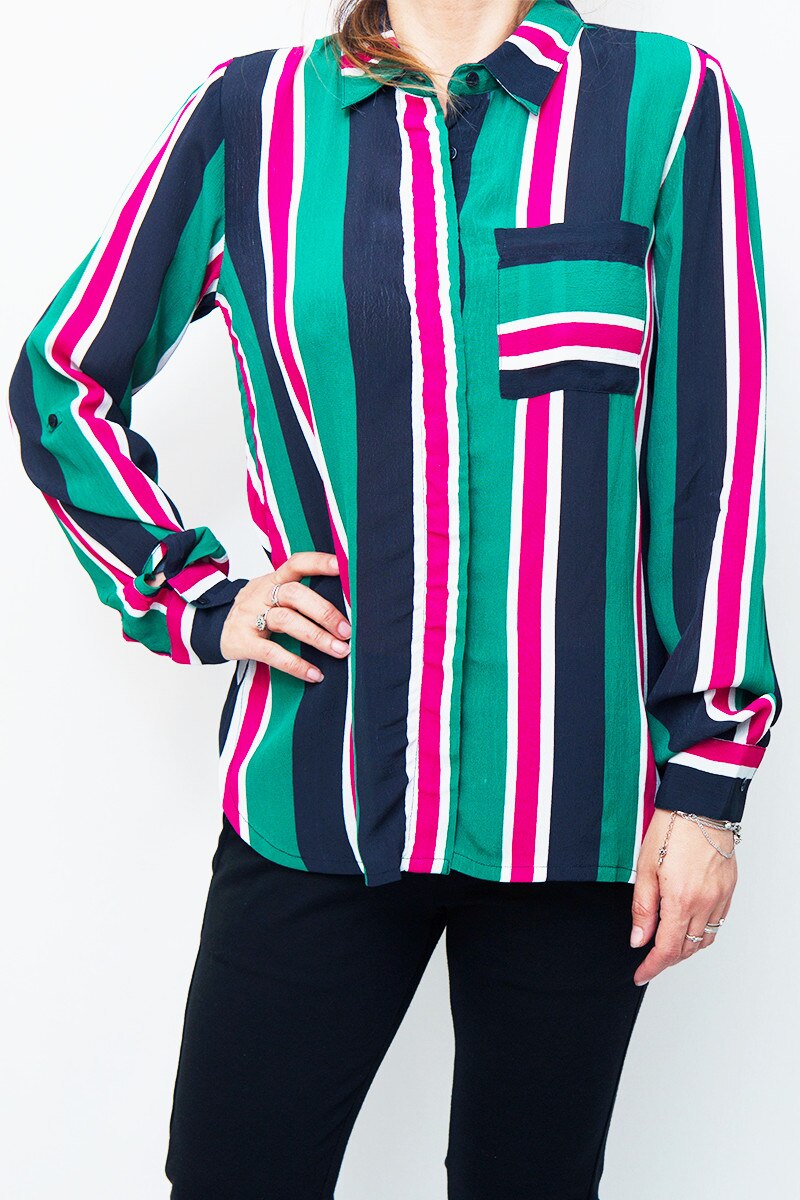 Camasa cu dungi Educe, Verde