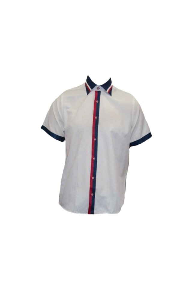 Camasa de vara, din bumbac,cu paspol bicolor,D&J Exclussive,alb, 40 EU, Alb