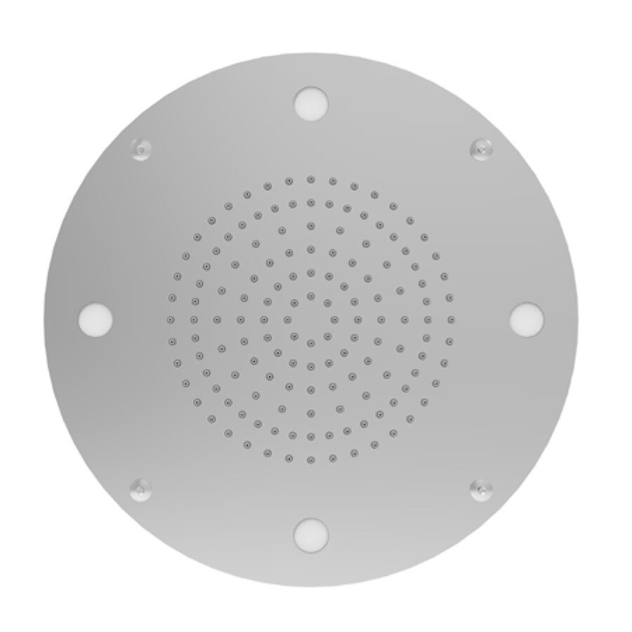 Palarie de dus KINGS rotunda in otel inoxidabil, incastrat, 300 mm crom, cu 4 faruri albe, anti calcar, duze in silicon