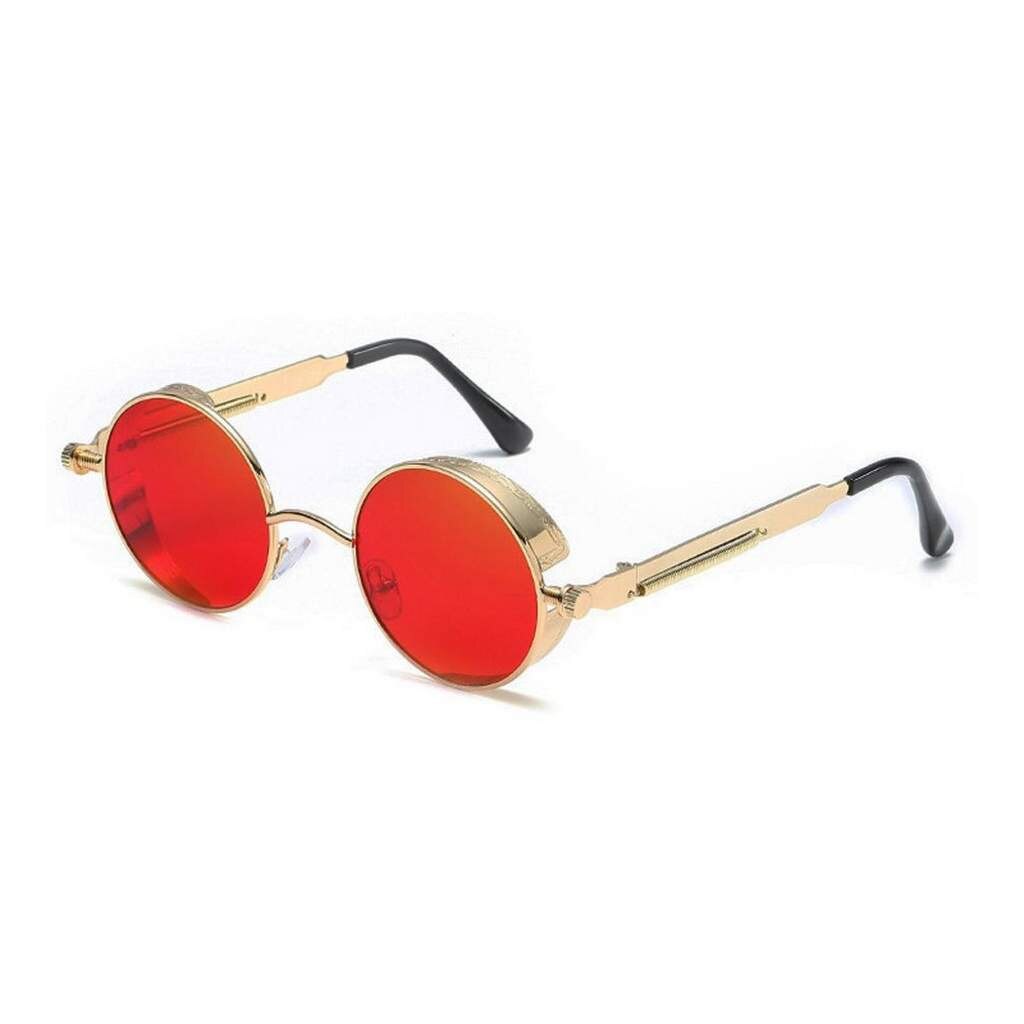Ochelari de soare Rotunzi Steampunk Cronic Rosu cu Auriu
