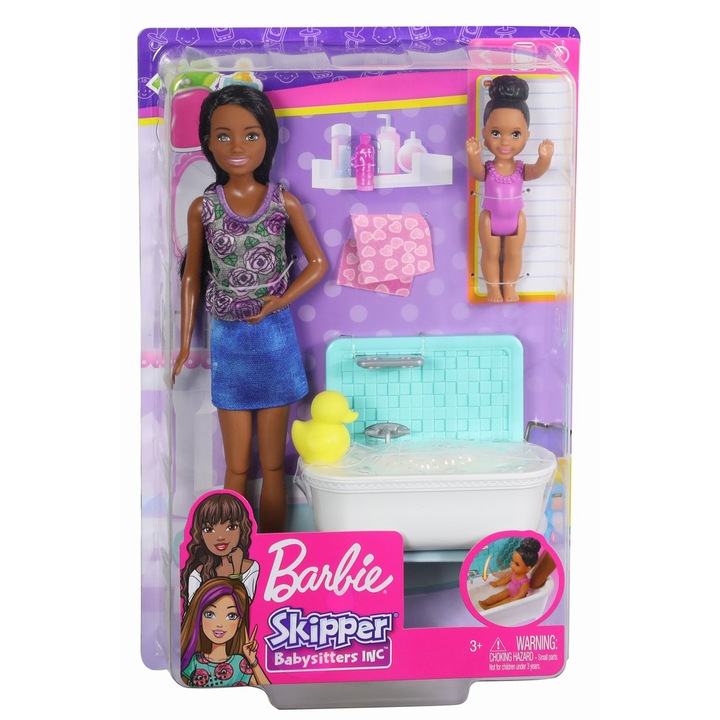 Játékszett Barbie Skipper Babysitters INC, Otthon, barna lány