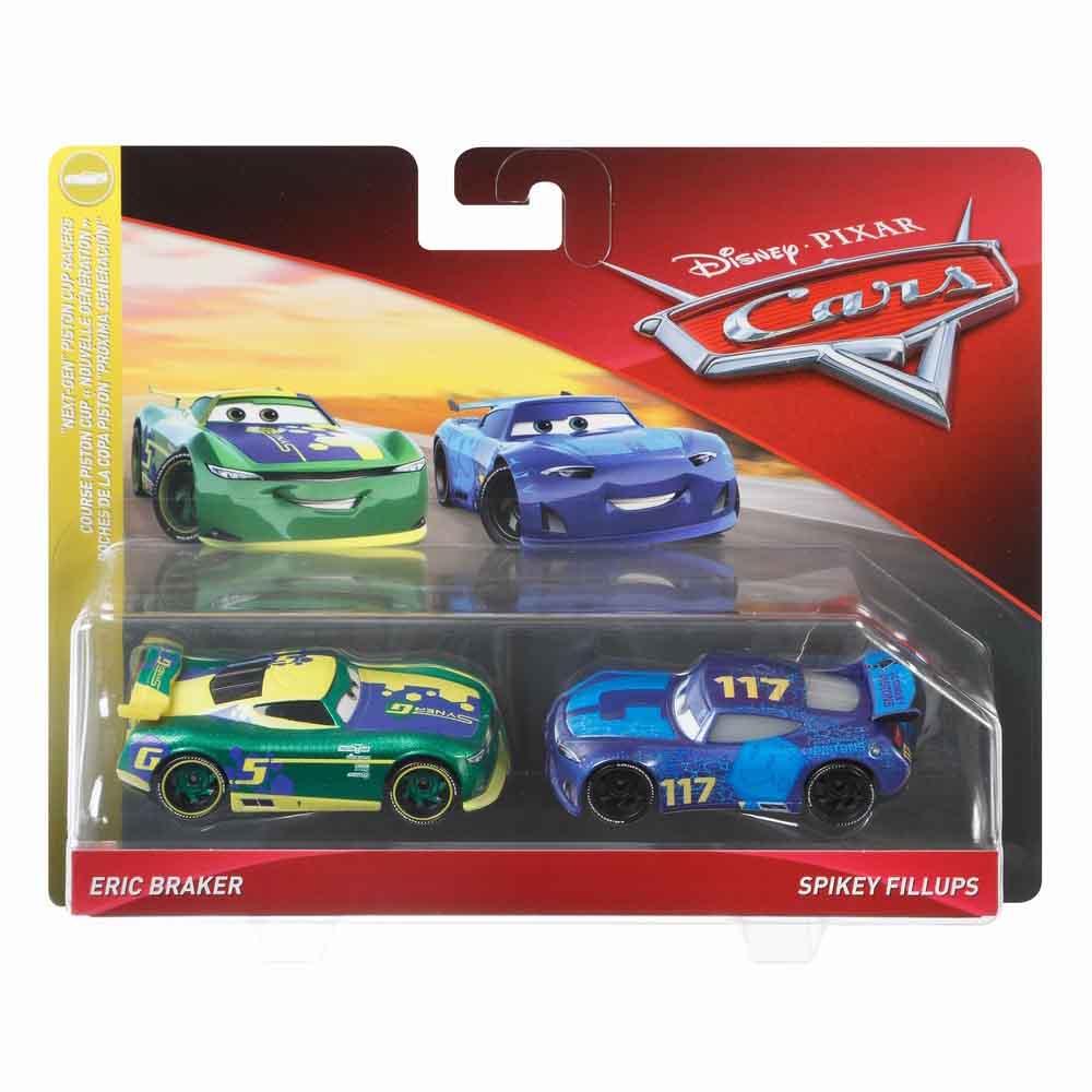 Set 2 masinute Disney Cars 3, Eric Braker si Spikey Fillups, scara