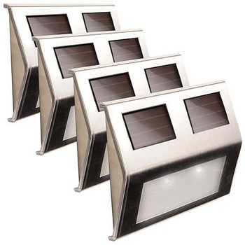 Set 4 buc lampa Timeless Tools, incarcare solara, montare la perete, pentru exterior, Argintiu Set 4 buc lampa Timeless Tools, incarcare solara, montare la perete, pentru exterior, Argintiu