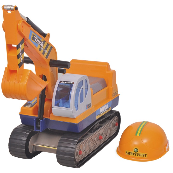Excavator rotativ din plastic, pentru copii, vidaXL, Galben