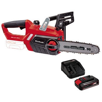 Drujba (fierastrau electric) cu lant pe acumulator Einhell PXC GE-LC 18 Li Solo, 18 V, lama Oregon 25 cm + Starter Kit PXC: acumulator 18V, 2.5Ah, max 720W, incarcator Drujba (fierastrau electric) cu lant pe acumulator Einhell PXC GE-LC 18 Li Solo, 18 V, lama Oregon 25 cm + Starter Kit PXC: acumulator 18V, 2.5Ah, max 720W, incarcator