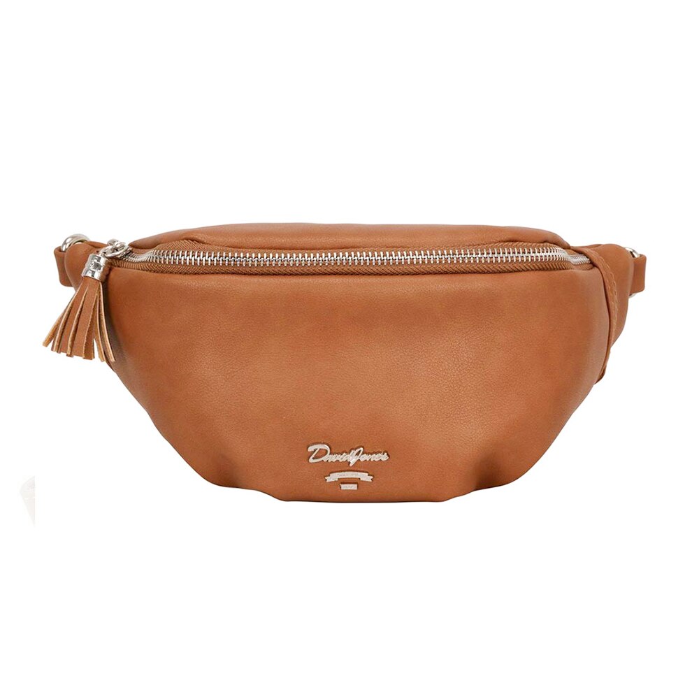 Borseta dama, David Jones, din piele ecologica, maro coniac, forma semiluna, 99571155