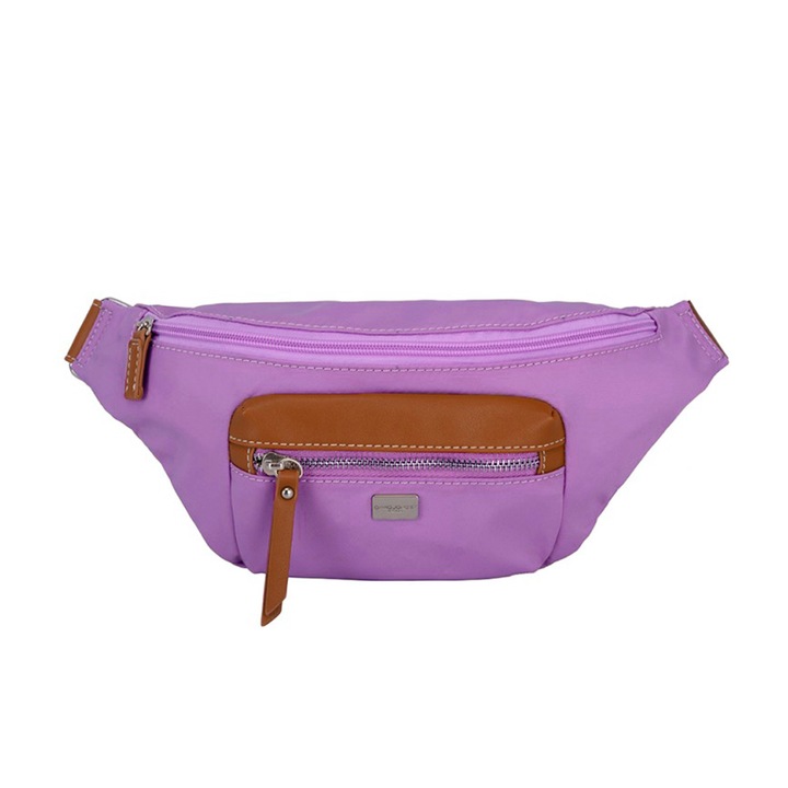 Borseta dama, David Jones, din nailon, violet pal, forma semiluna, 99571127