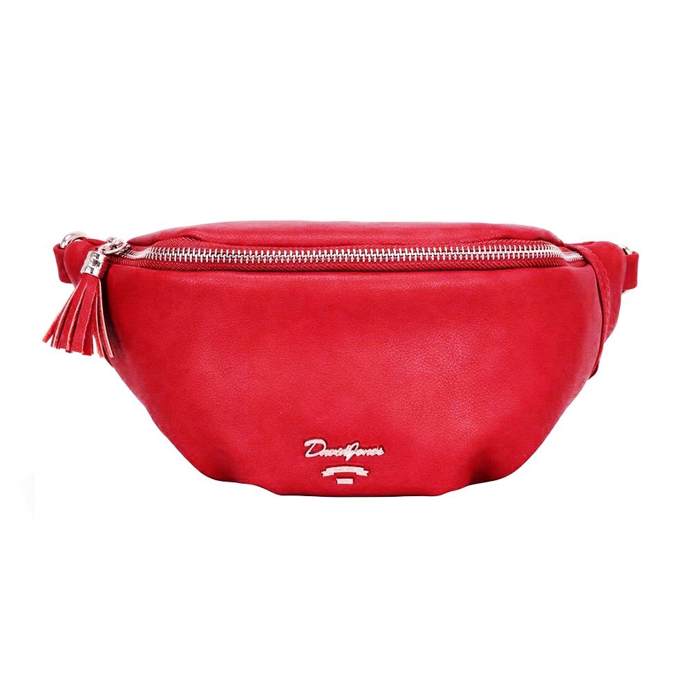 Borseta dama, David Jones, din piele ecologica, rosie, forma semiluna, 99571156