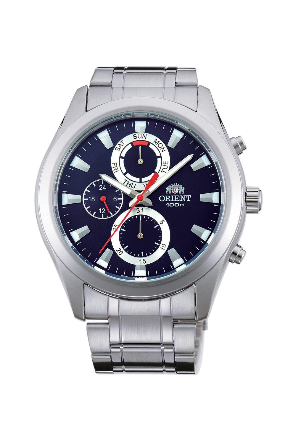 ORIENT, Ceas cu functii multiple si bratara de otel inoxidabil, Argintiu