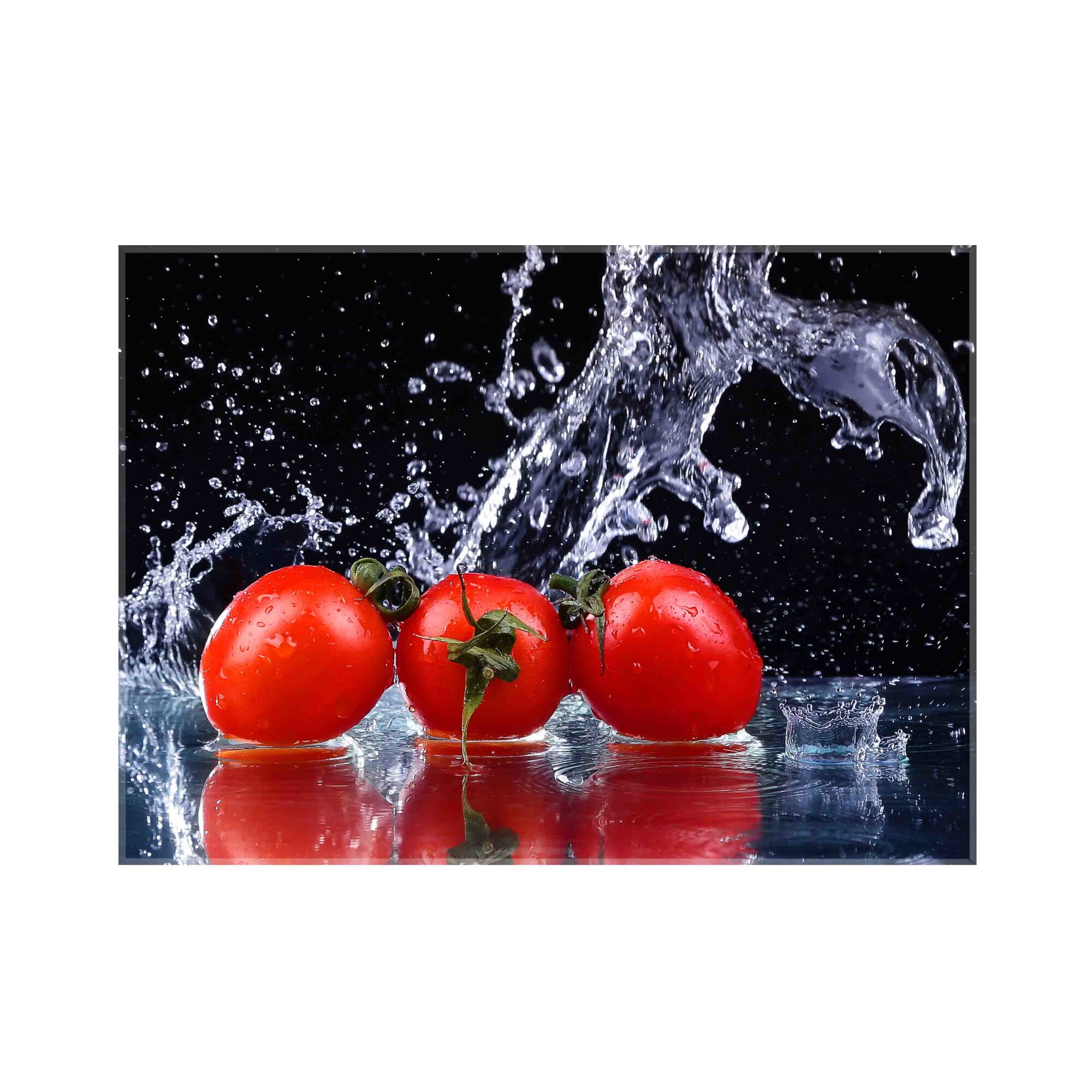 Sticla bucatarie securizata Saint Gobain Glass®, imprimata 90x65cm, protectie antistropire pentru aragaz, Ambra Deco, Legume rosii