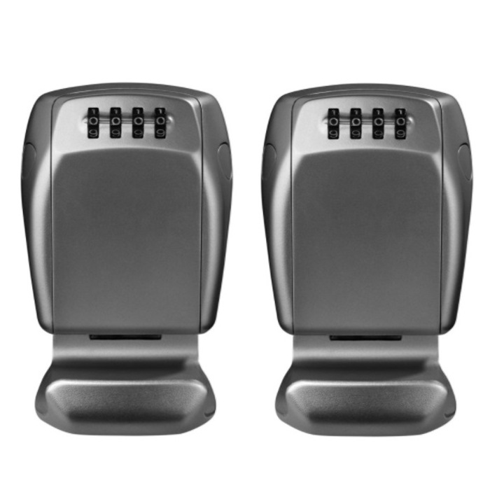 Set 2 cutii metalice pentru chei, rezistenta efractie, rezistenta umiditate, Master Lock 5415E, cifru mecanic, 105 x 135mm, Zinc