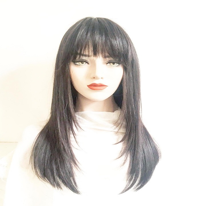 Peruca din par 100% natural uman lucrata manual Model Paris negru/saten