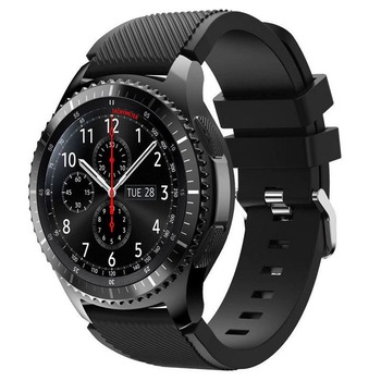 Curea ceas Smartwatch Samsung Gear S3, iUni 22 mm Silicon Black Curea ceas Smartwatch Samsung Gear S3, iUni 22 mm Silicon Black