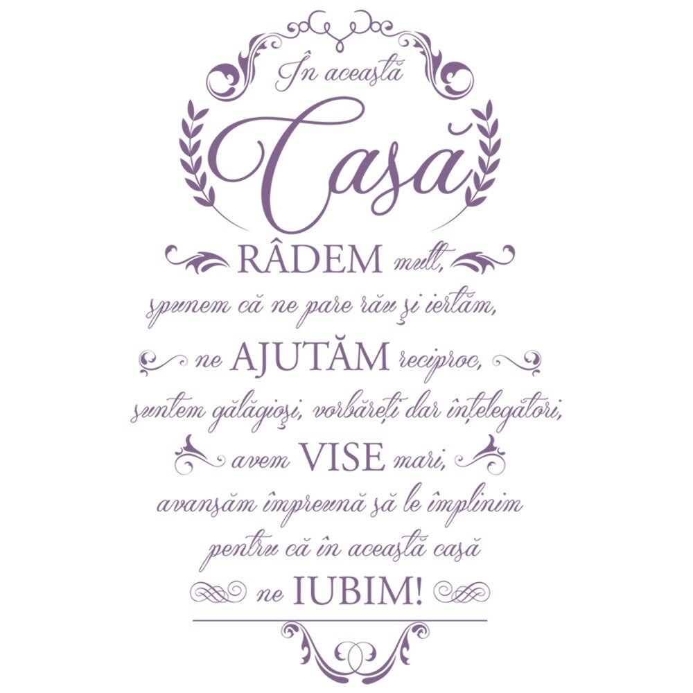 Sticker decorativ Acasa suntem noi insine Violet Lavanda - 65 x 100 cm - BeeStick