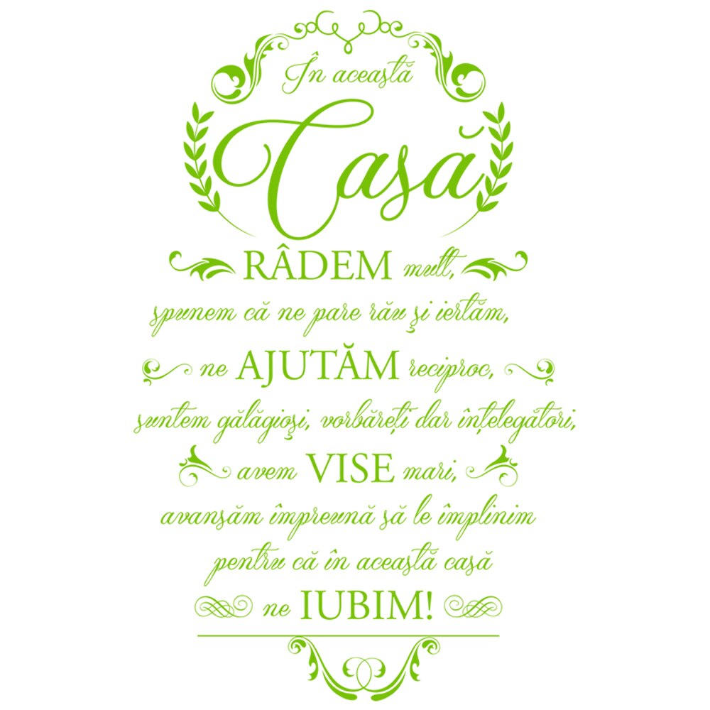 Sticker decorativ Acasa suntem noi insine Yellow Green - 77 x 119 cm - BeeStick
