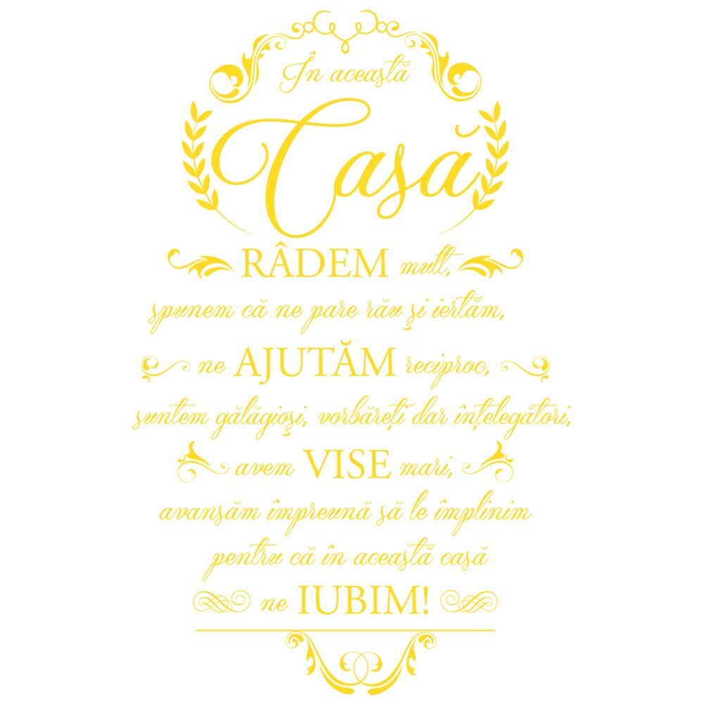 Sticker decorativ Acasa suntem noi insine Galben - 65 x 100 cm - BeeStick