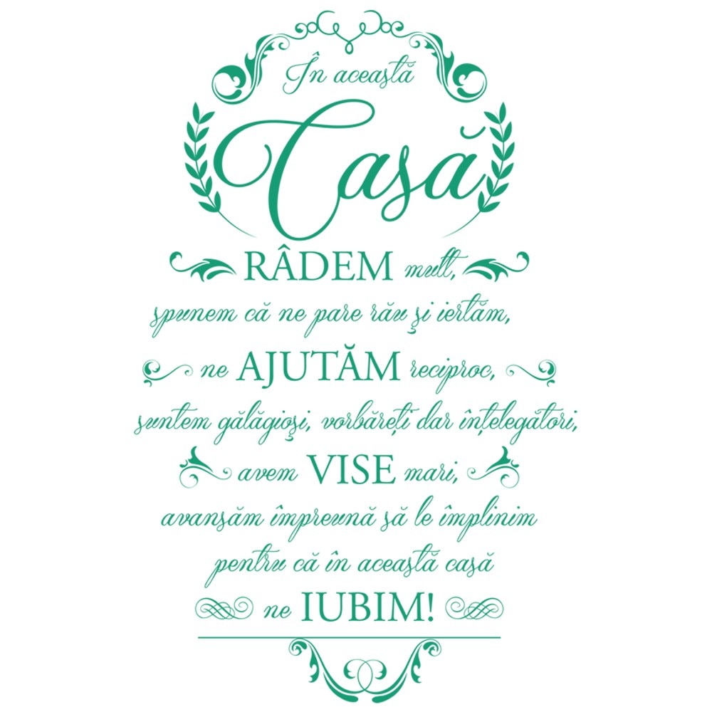 Sticker decorativ Acasa suntem noi insine Turquoise - 65 x 100 cm - BeeStick