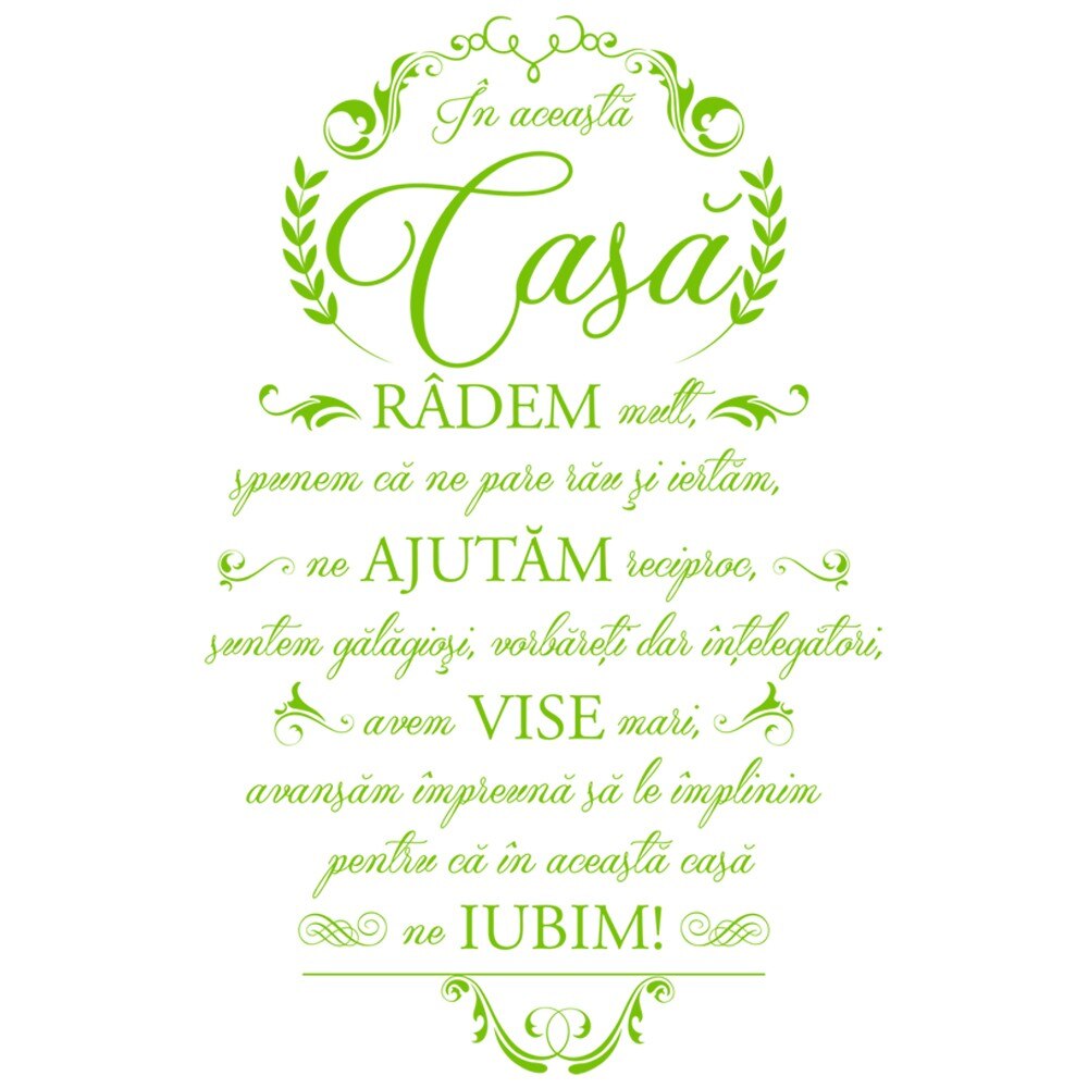 Sticker decorativ Acasa suntem noi insine Yellow Green - 119 x 184 cm - BeeStick