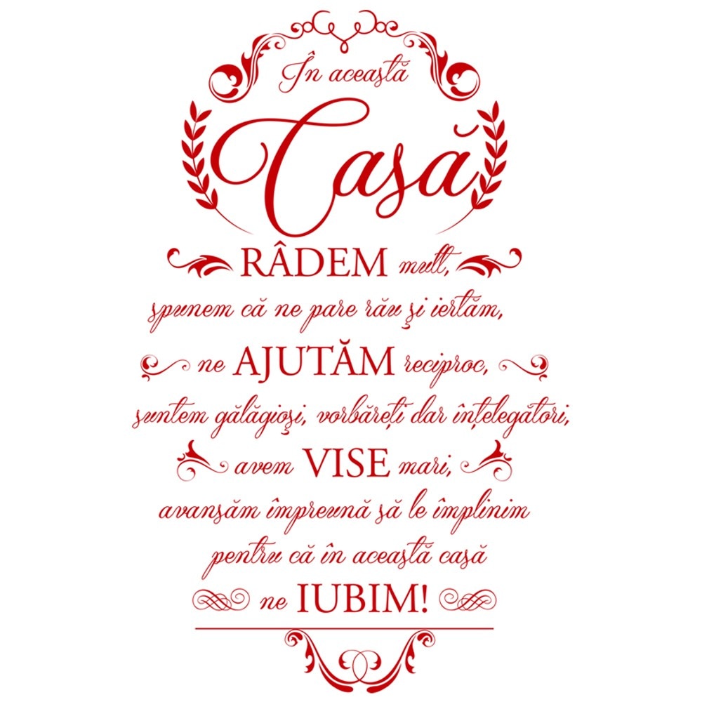 Sticker decorativ Acasa suntem noi insine Rosu - 77 x 119 cm - BeeStick