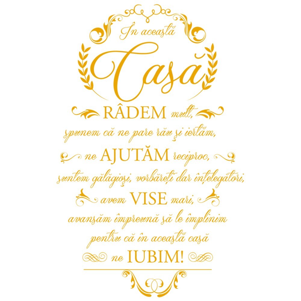 Sticker decorativ Acasa suntem noi insine Golden Yellow - 65 x 100 cm - BeeStick
