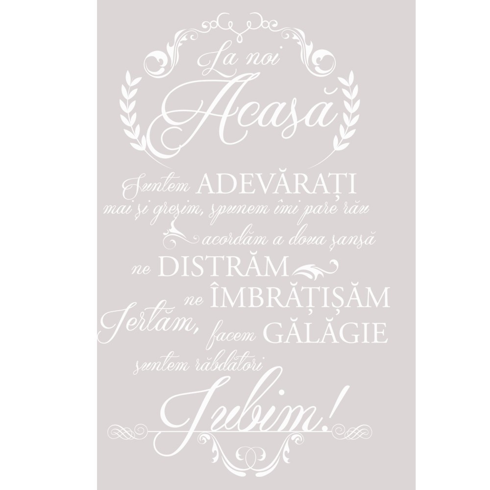 Sticker decorativ In Familie Alb - 63 x 100 cm - BeeStick