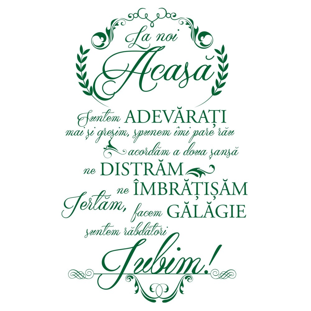Sticker decorativ In Familie Verde Inchis - 63 x 100 cm - BeeStick