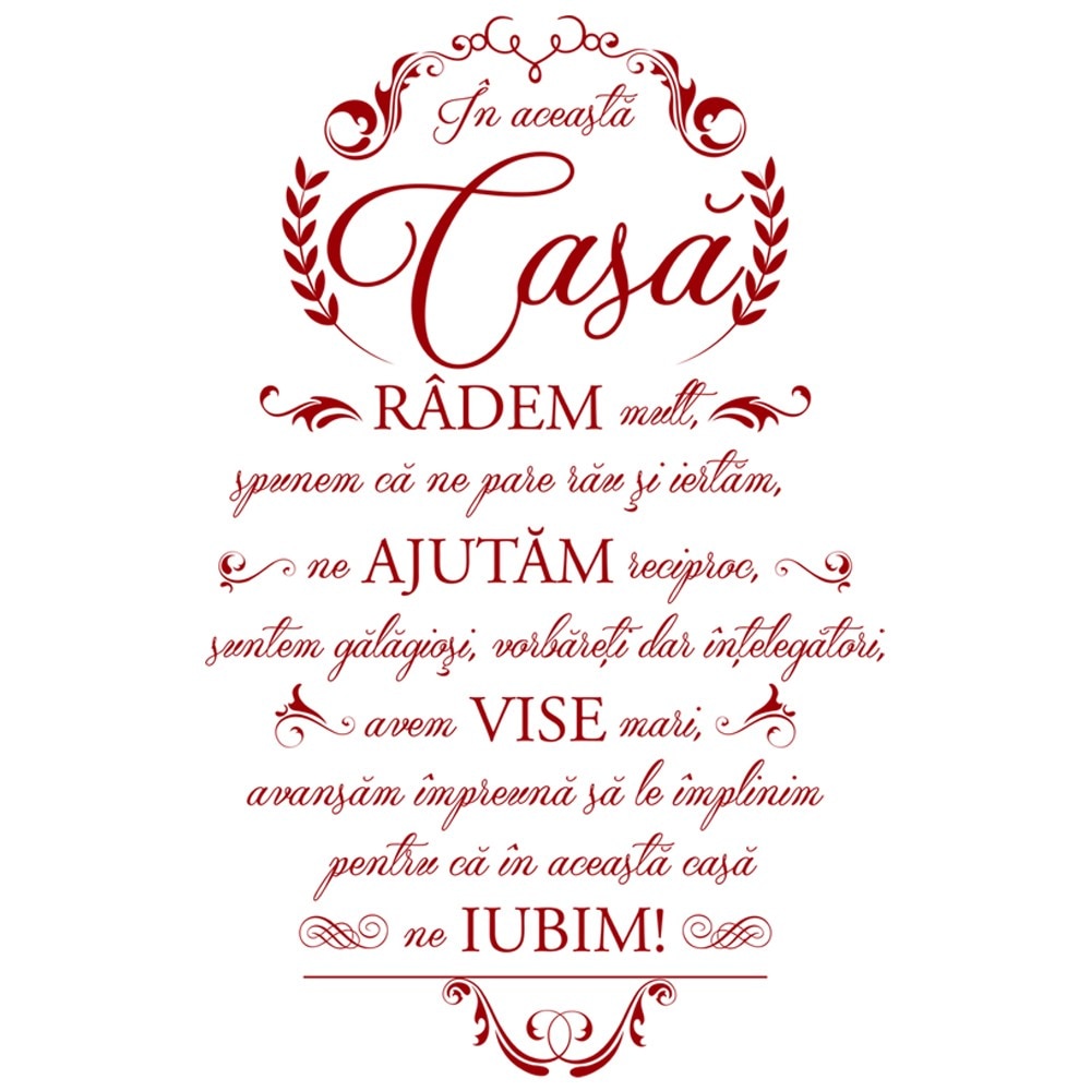 Sticker decorativ Acasa suntem noi insine Rosu Grena - 65 x 100 cm - BeeStick