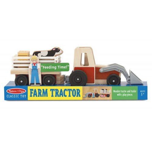Excavator Melissa & Doug din Lemn cu Remorca