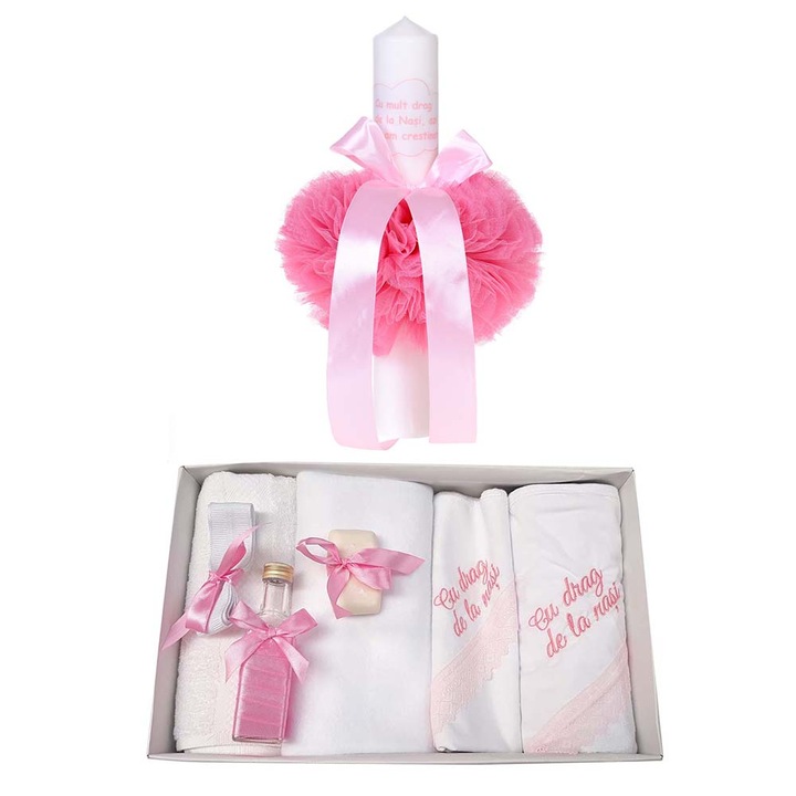 Set botez lumanare si trusou cu mesaj din partea nasilor Erfi® 59