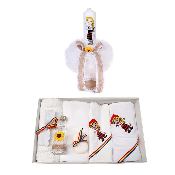 Set botez traditional trusou si lumanare pentru fetita Erfi® 64