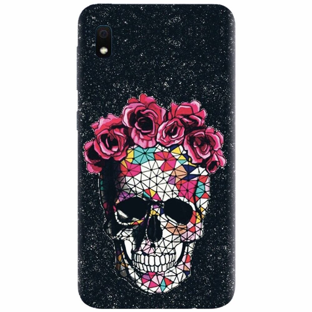 Husa silicon pentru Samsung Galaxy A10, Colorful Skull Roses Space