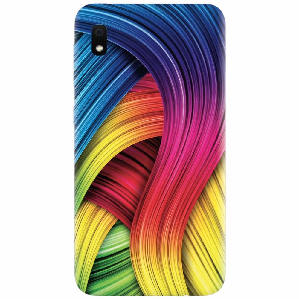 Husa silicon pentru Samsung Galaxy A10, Curly Colorful Rainbow Lines Illustration