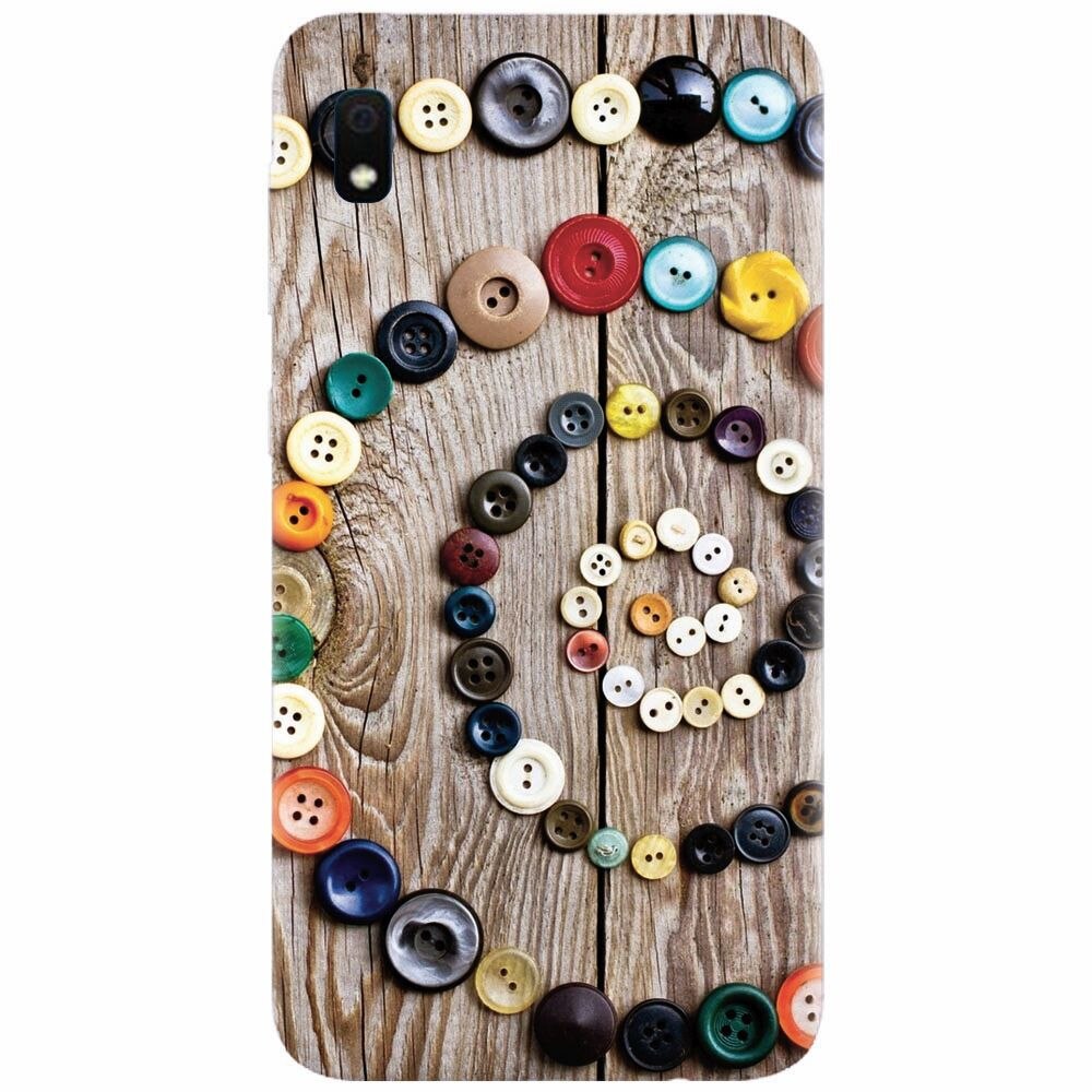 Husa silicon pentru Samsung Galaxy A10, Colorful Buttons Spiral Wood Deck