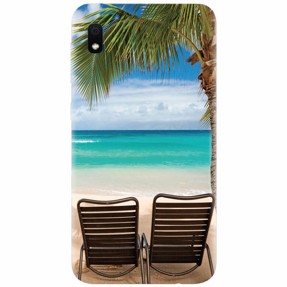 Husa silicon pentru Samsung Galaxy A10, Beach Chairs Palm Tree Seaside