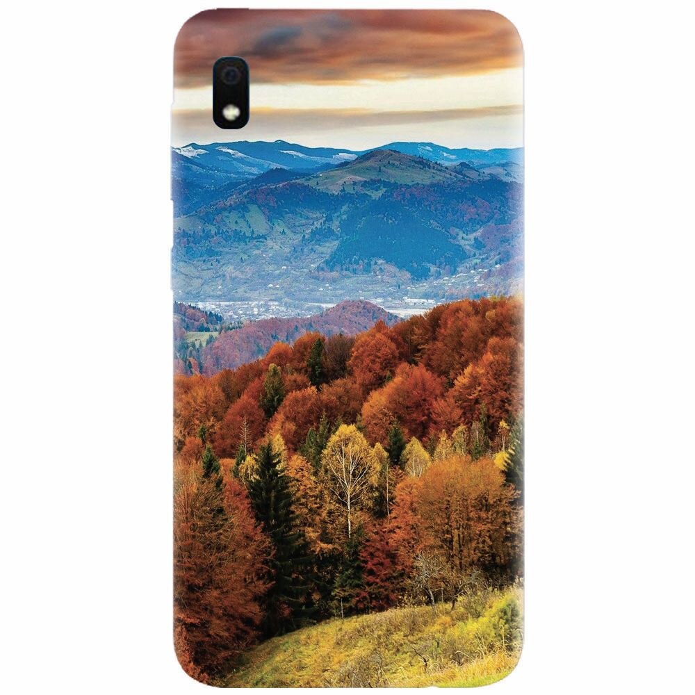 Husa silicon pentru Samsung Galaxy A10, Autumn Mountain Fall Rusty Forest Colours