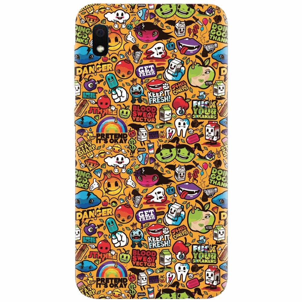 Husa silicon pentru Samsung Galaxy A10, Colorful Sticker Illustrations