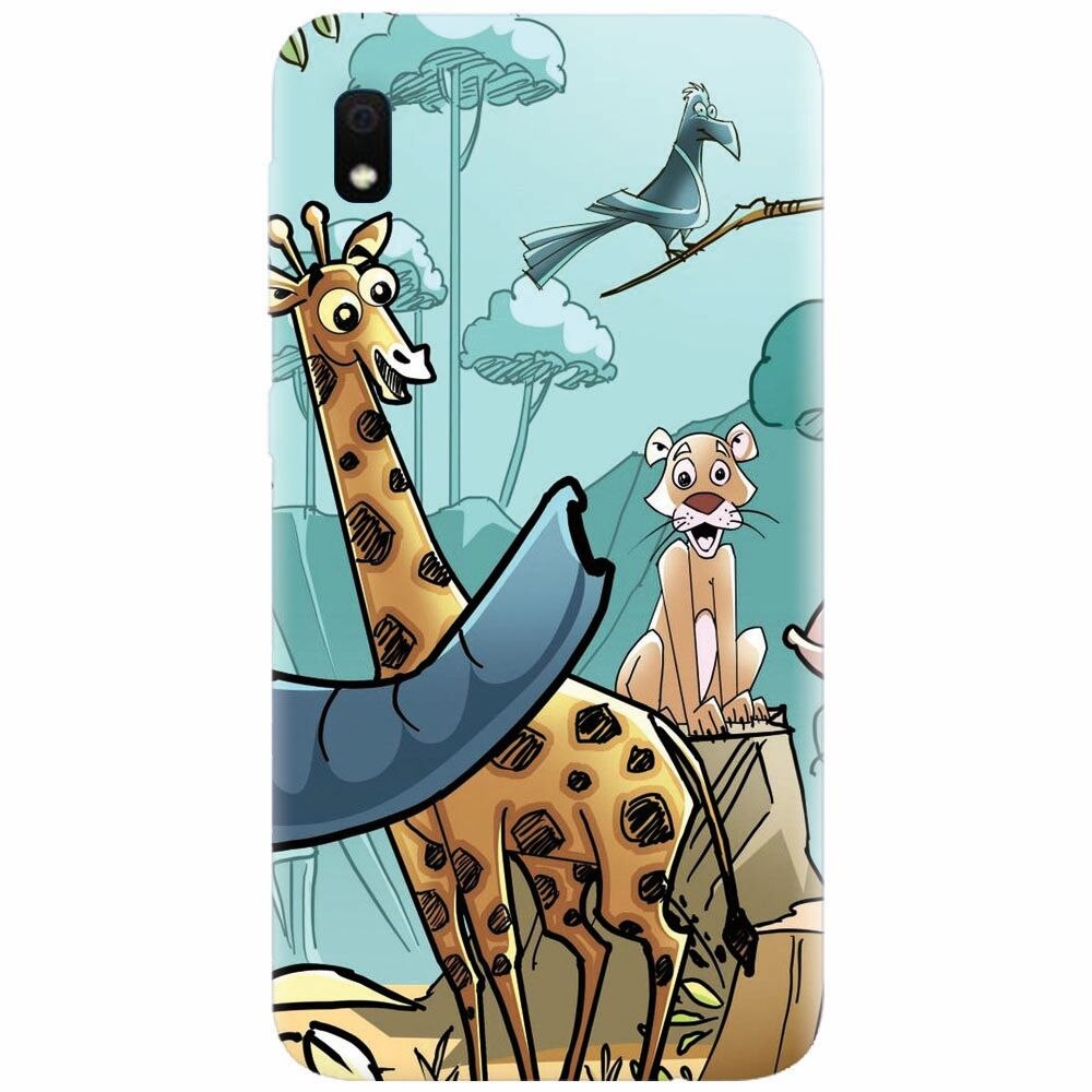 Husa silicon pentru Samsung Galaxy A10, Children Drawings Elephants Giraffes Lions