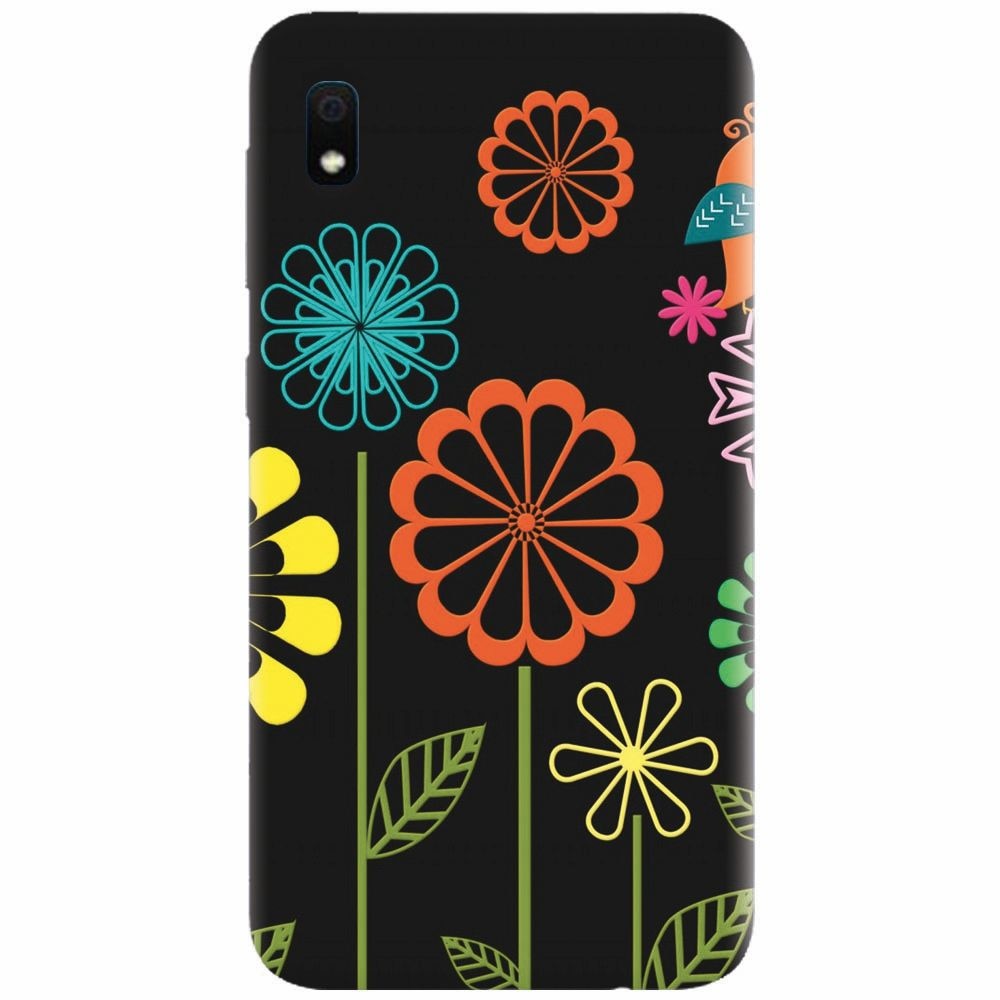 Husa silicon pentru Samsung Galaxy A10, Colorful Spring Birds Flowers Vectors